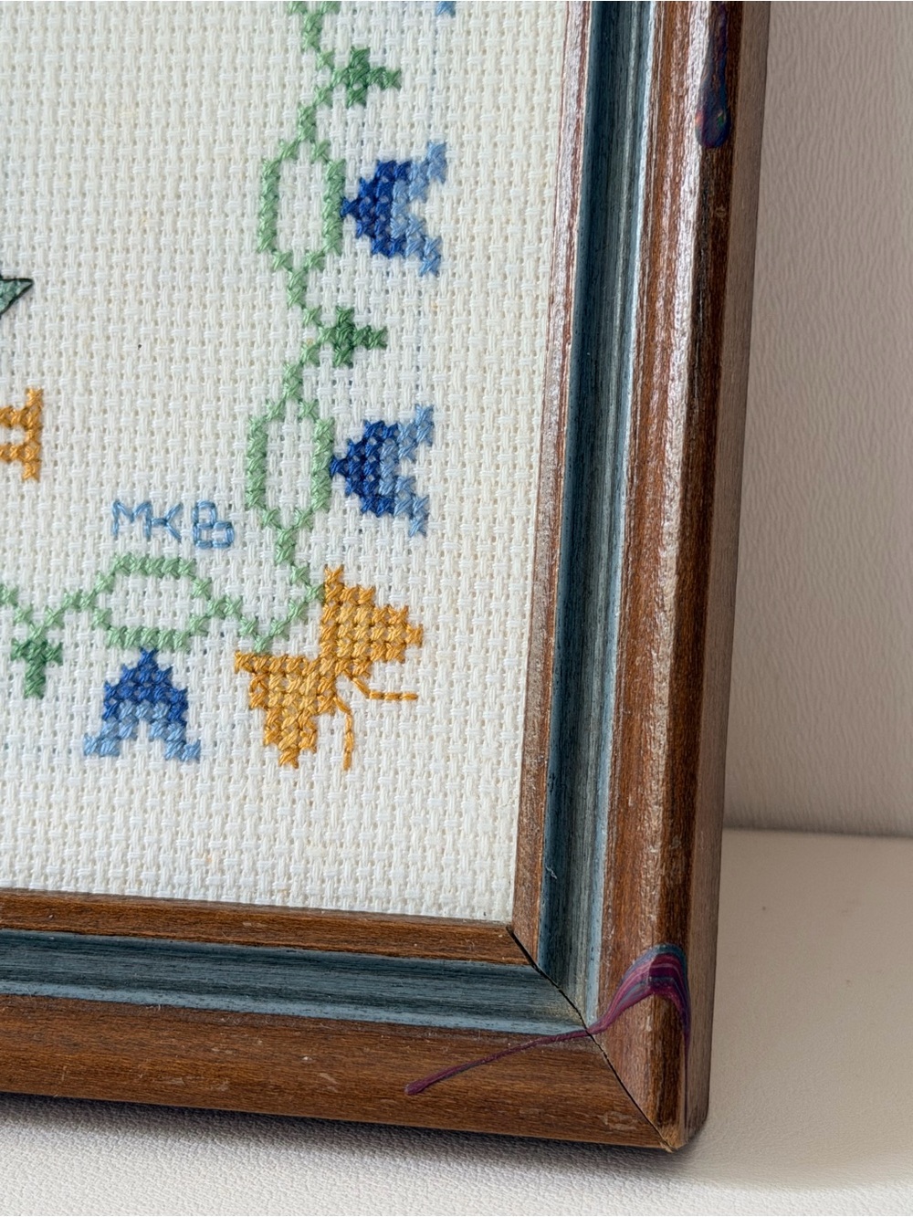 Vintage House Blessing Cross stitched Framed Wall Decor Cottagecore Handmade - Picture 5 of 9